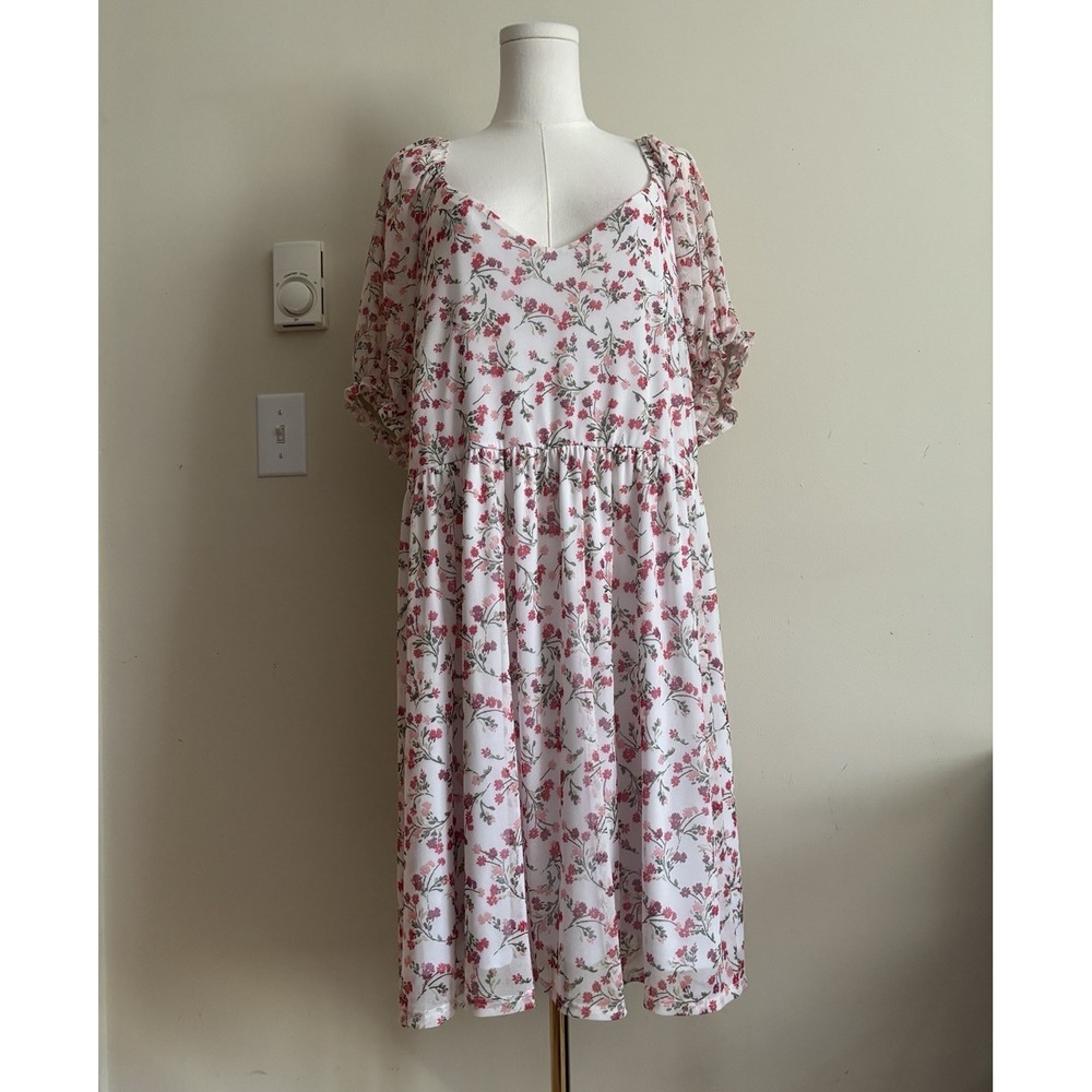 Arula Dress Plus Size 3X Floral Flowy Stretchy Cottagecore Romantic Twee Cute